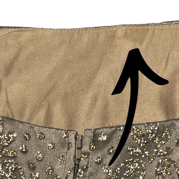 Masquerade Mini Dress‎ 7/8 Taupe Gold Glitter Sleeveless Shimmering Embellished - Picture 14 of 15